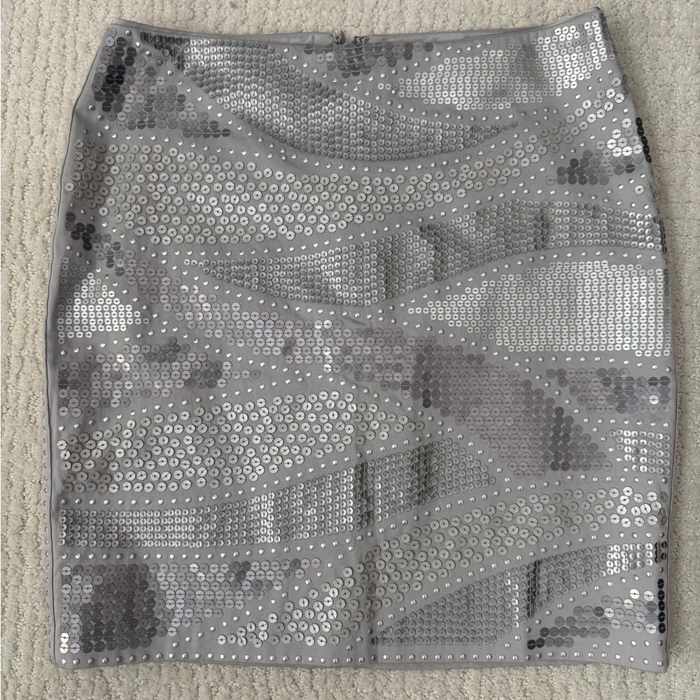 White House Black Market Gray Sequin Skirt